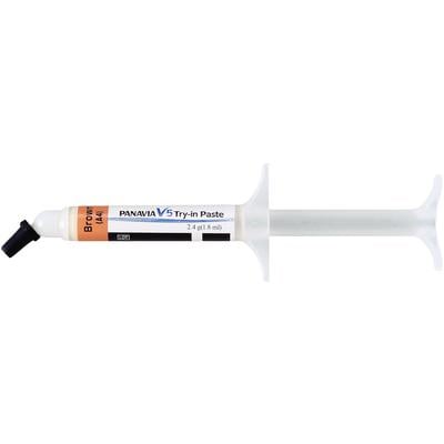 Panavia V5 Universal Resin Cement - Try-in Paste. Brown shade, 1.8 mL Syringe. A try-in paste