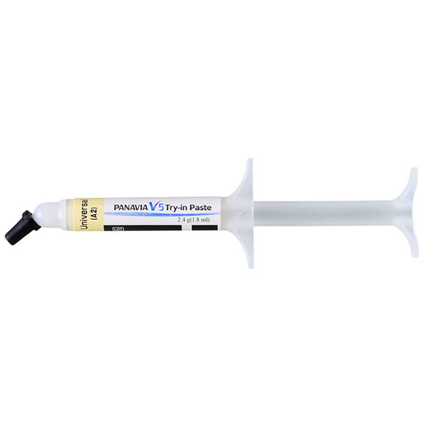 Panavia V5 Universal Resin Cement - Try-in Paste, Universal (A2) shade: 1.8 mL Syringe. A try-in