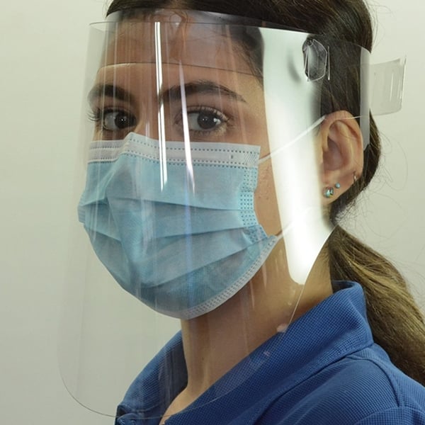 Lacerta 9.5" Full Size Face Shields, 50/Pk. Easy to Assemble. Crystal clear polyethylene