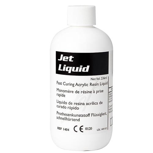 Jet Liquid 8 oz. Bottle Liquid (236 mL). For use with Jet Denture Repair Acrylic and Jet Tooth