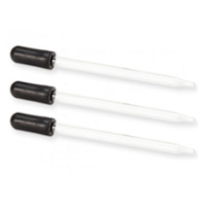 Lang Glass Droppers, 10/Pk. 107 mm glass pipette with 30 mm rubber bulb. Ideal for dispensing