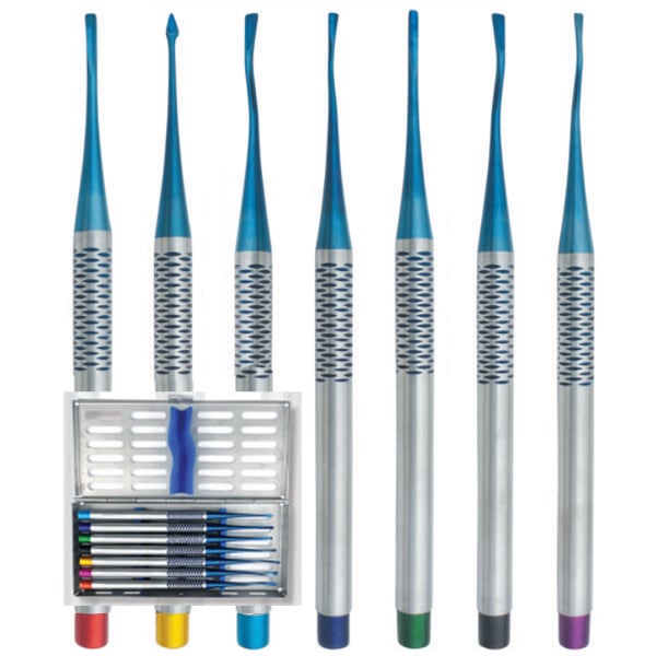 LENOXPrimeLine Dental PDL Periotomes Set of 7 in Cassette. Includes the following micro serrated