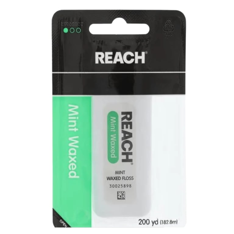 Reach 200yd Waxed Mint Dental Floss w/Dispenser, 1/Pk. Extracts plaque and food particles