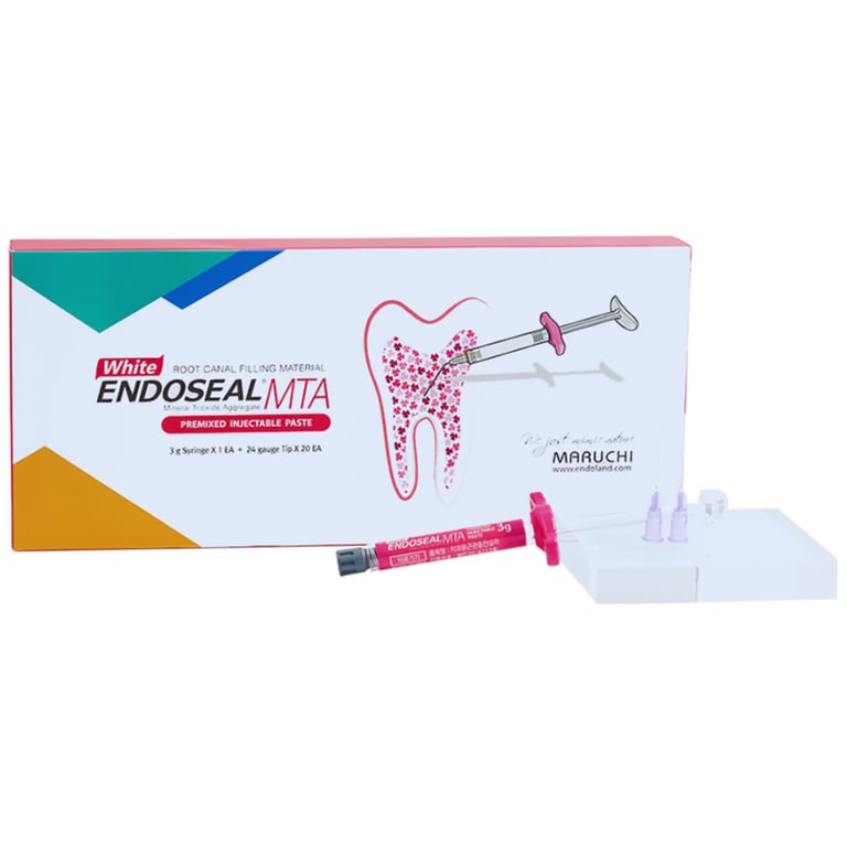 EndoSeal MTA White Bioceramic Injectable Sealer, 2g Syringe with 20 Tips & 5 Storage Caps