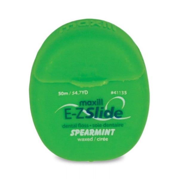 Maxill E-Z Slide Waxed Dental Floss, Spearmint Flavor, 54 yd/Dispenser, 144 Dispensers/Box