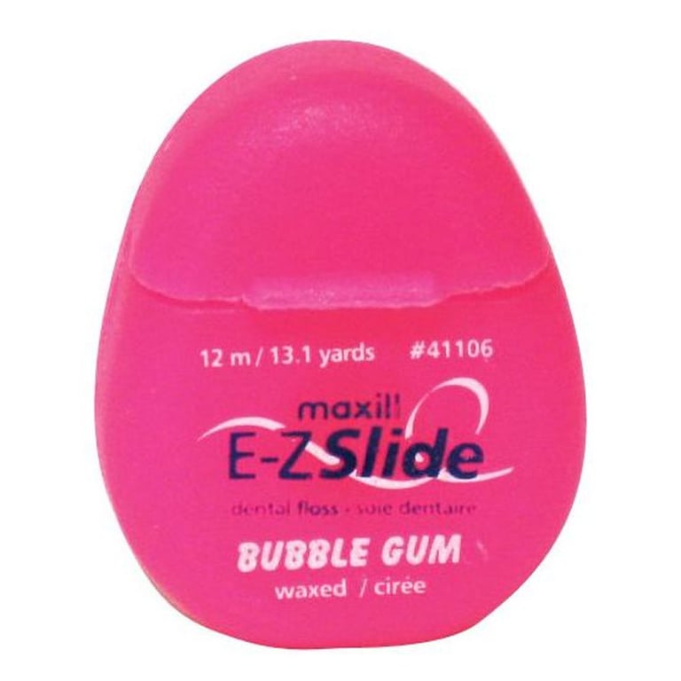 Maxill E-Z Slide Waxed Dental Floss Dispenser, Bubble Gum, 13 yards/12 m, 100/Case