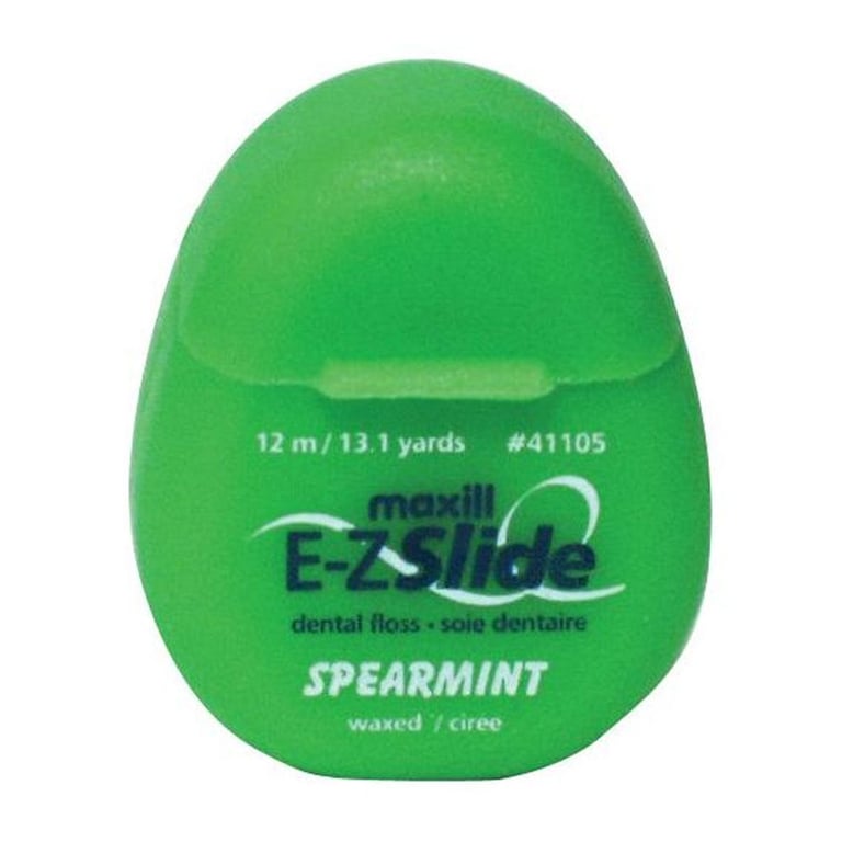Maxill E-Z Slide Waxed Dental Floss Dispenser, Spearmint, 13 yards/12 m, 100/Case