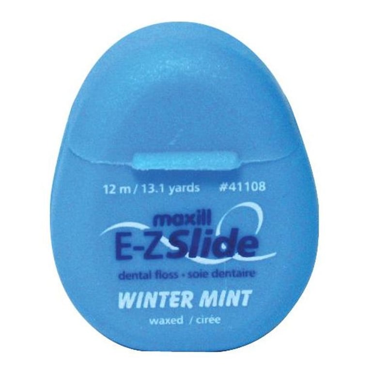 Maxill E-Z Slide Waxed Dental Floss Dispenser, Winter Mint, 13 yards/12 m, 100/Case