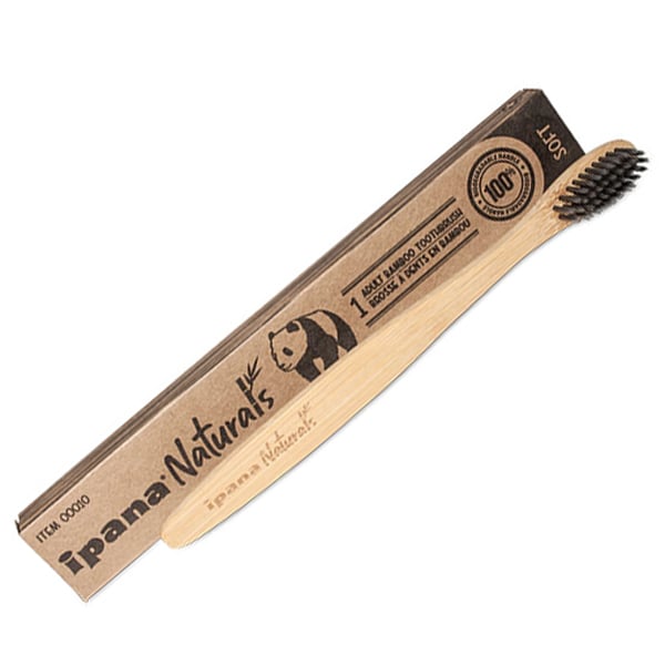 ipana Naturals Adult Bamboo Soft Toothbrush, 32 Tufts, Cello Wrapped, 10/Box, Single Box. Features