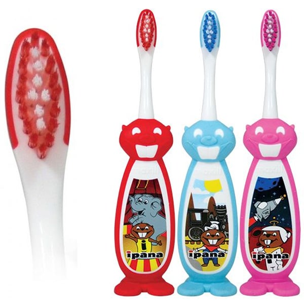 ipana Bucky Beaver Soft Toothbrush, Assorted Colors, Cello Wrapped, 50/Box. Stand-up brush with 23