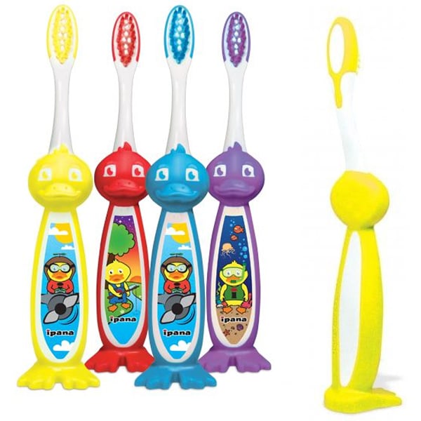 ipana Ducky Soft Toothbrush, Cello Wrapped, 50/Box, Single Box. Larger rubber easy grip handle