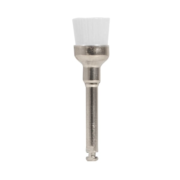ipana Latch Type Mini Cup Prophy Brush, Regular White Nylon, Metal shank, 144/Box. Shank length