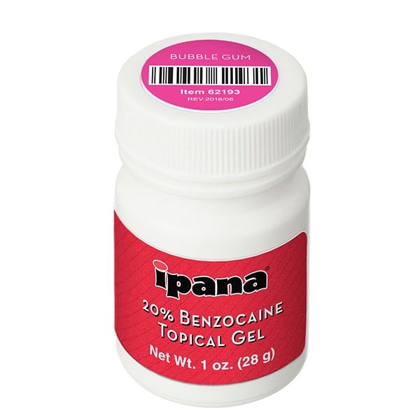 ipana 20% Benzocaine Topical Gel - Bubble Gum1oz Jar. Fast acting, temporary relief of pain