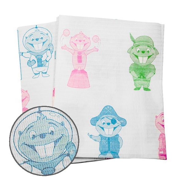 Maxill Kidz Bibz Patient Bibs, 13" x 18", 2-Ply Paper/1-Ply Poly, Colorful, 250/Case. Excellent