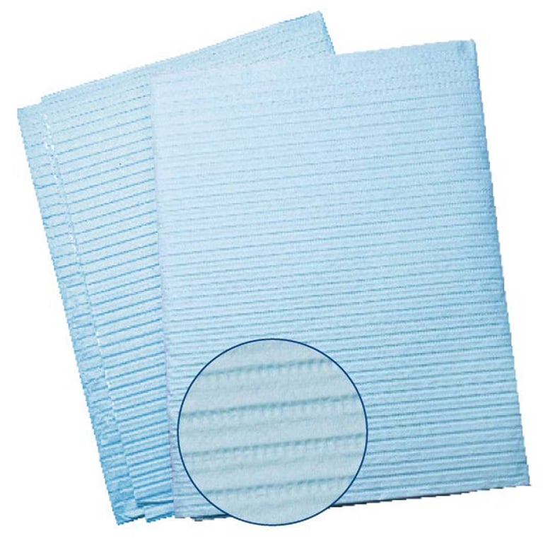 Maxill maxi-bibs Plus Premium, 3-Ply Paper/1-Ply Poly, 13" x 19" Bibs, Blue, 500/Case. maxi-bibs