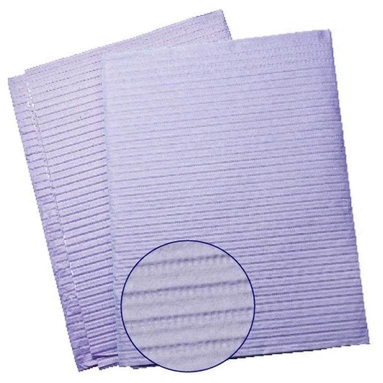 Maxill maxi-bibs Plus Premium, 3-Ply Paper/1-Ply Poly, 13" x 19", Lavender, 500/Case. maxi-bibs