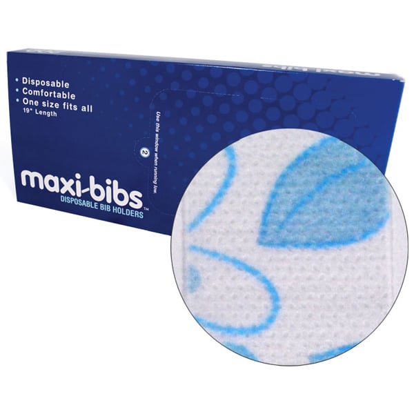 Maxi-bibs Maxill 19" Disposable Bib Holders, Blue Floral, 200/Box. Eliminate the need to sterilize