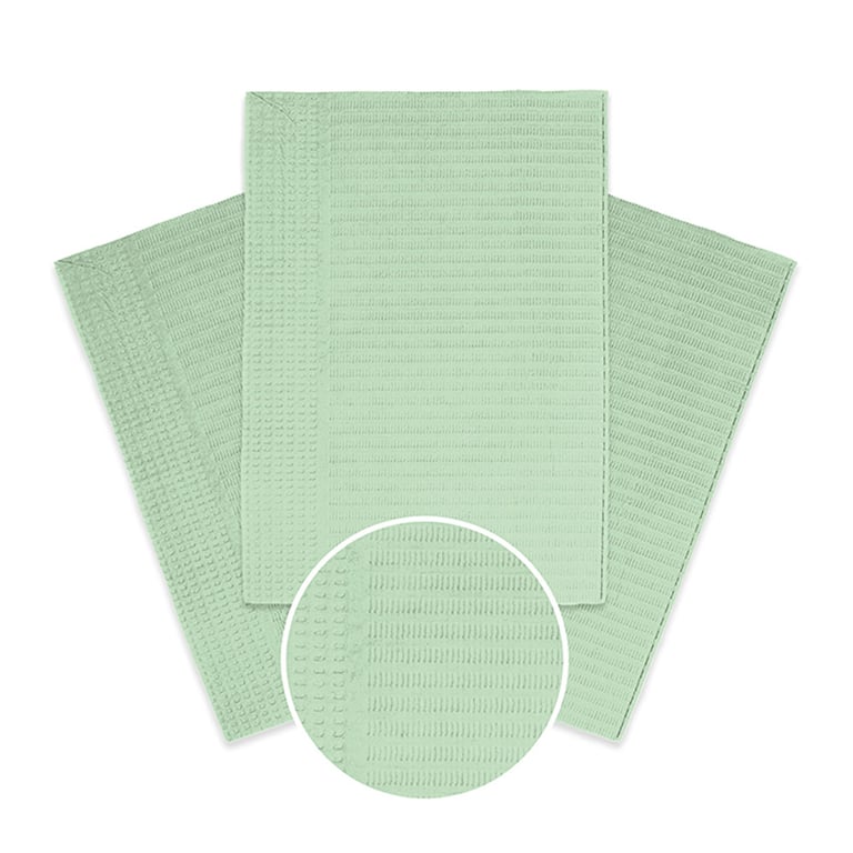 Maxill maxi-bibs Patient Bibs, 13" x 18", 2-Ply Paper/1-Ply Poly, Green, 500/Case. Durable