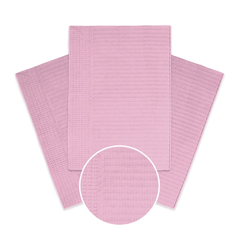 Maxill maxi-bibs Patient Bibs, 13" x 18", 2-Ply Paper/1-Ply Poly, Pink, 500/Case. Durable