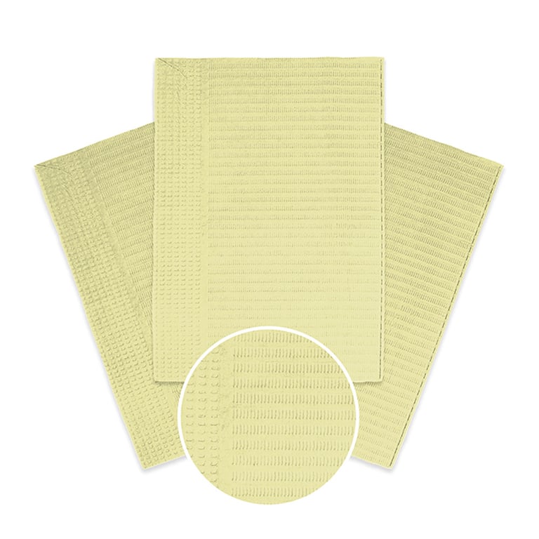 Maxill maxi-bibs Patient Bibs, 13" x 18", 2-Ply Paper/1-Ply Poly, Yellow, 500/Case. Durable