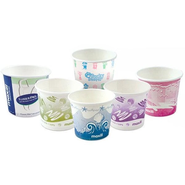 maxi-cups 4 oz Disposable Paper Cups, Dental Trivia, Case of 1000