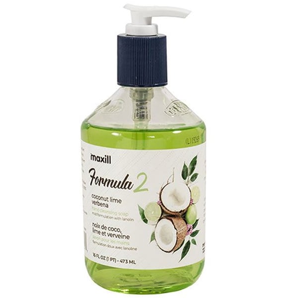 Maxill Formula 2 Cleansing Hand Soap with Lanolin, Coconut Lime Verbena Scent 16oz Pump Bottle. PH