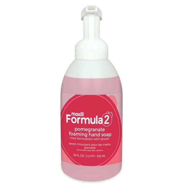 Maxill Formula 2 Foaming Hand Soap with Lanolin, Pomegranate Scent 18oz Pump Bottle. PH balanced