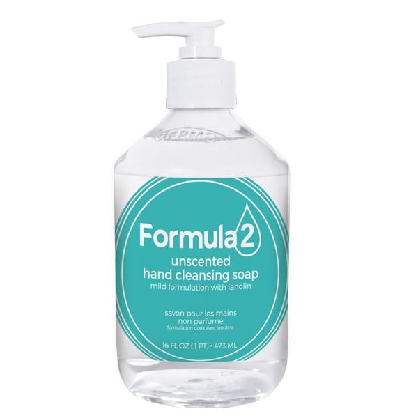 Maxill Formula 2 Cleansing Hand Soap with Lanolin, Unscented and Color Free 16oz Pump Bottle. PH