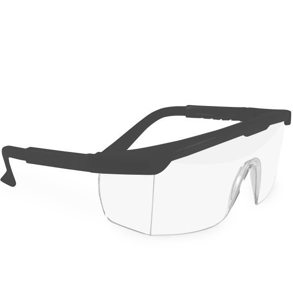 Maxill Frames Adult Safety Glasses 275 Series: Black with Clear Lenses, Adjustable Arms 1/Pk