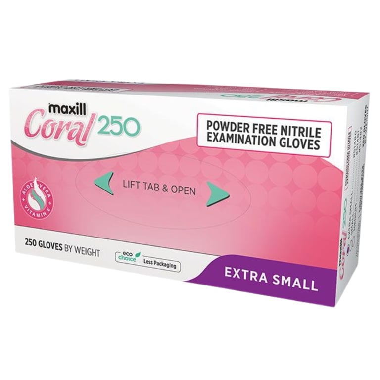 Maxill Coral Aloe Nitrile Powder Free Exam Gloves