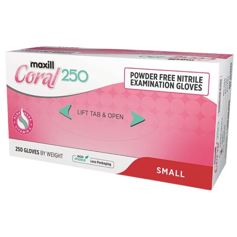 Maxill Coral Aloe Nitrile Powder Free Exam Gloves
