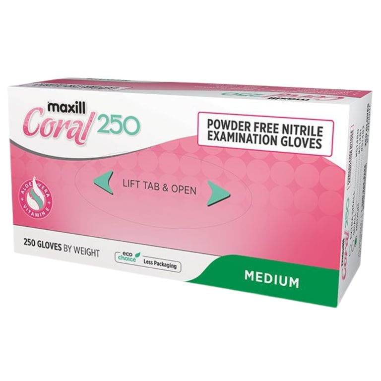 Maxill Coral Aloe Nitrile Powder Free Exam Gloves