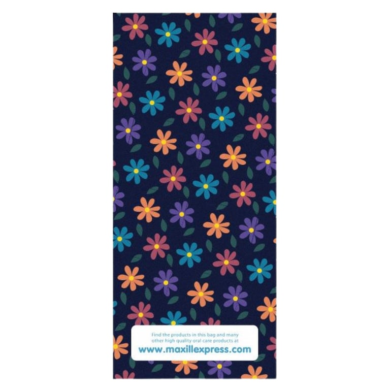 Maxill 3.9" x 9" Slim Paper Patient Giveaway Bag, Flower Pattern, 100/Pk. Bundles take-home dental