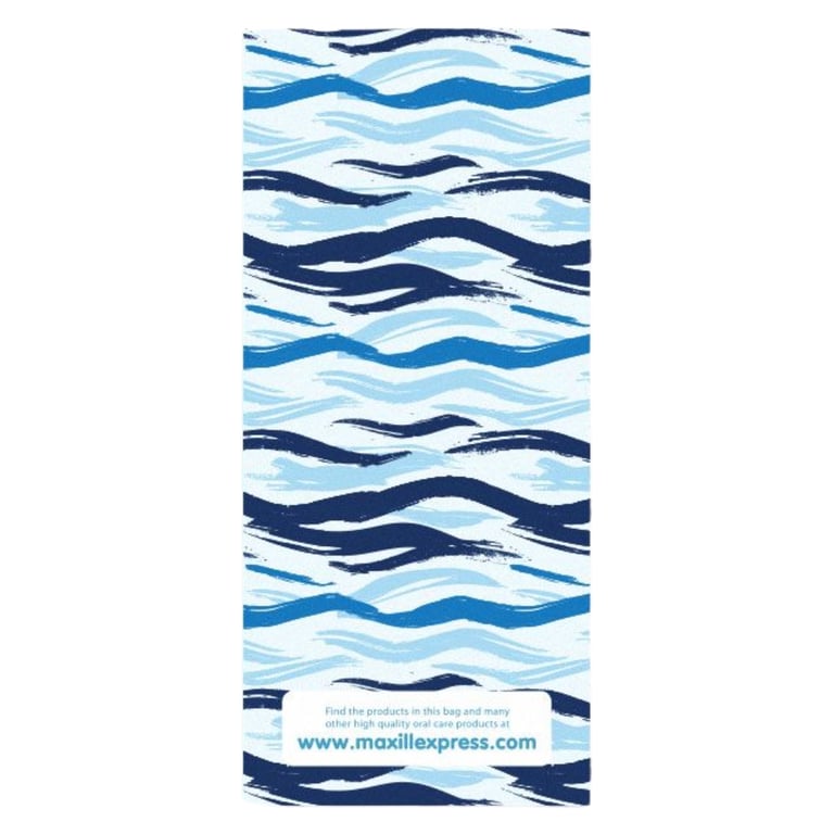 Maxill 3.9" x 9" Slim Paper Patient Giveaway Bag, Blue Waves Pattern, 100/Pk. Bundles take-home