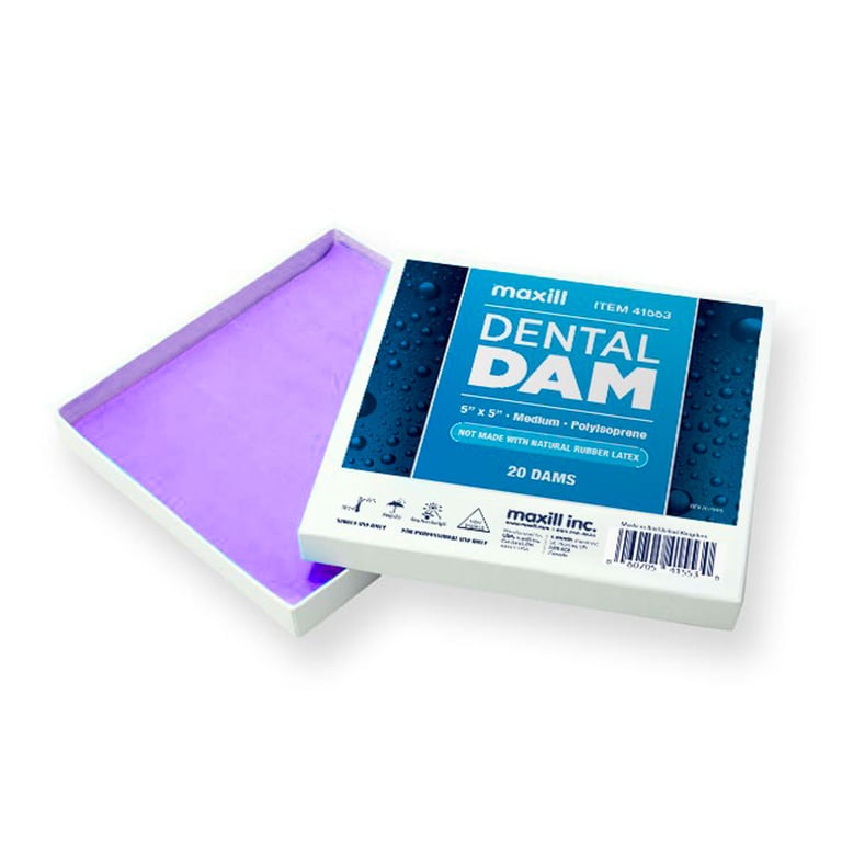 Maxill Polyisoprene Dental Dam, 6" x 6", Heavy, Light Purple, 15/Box. Not made with natural rubber