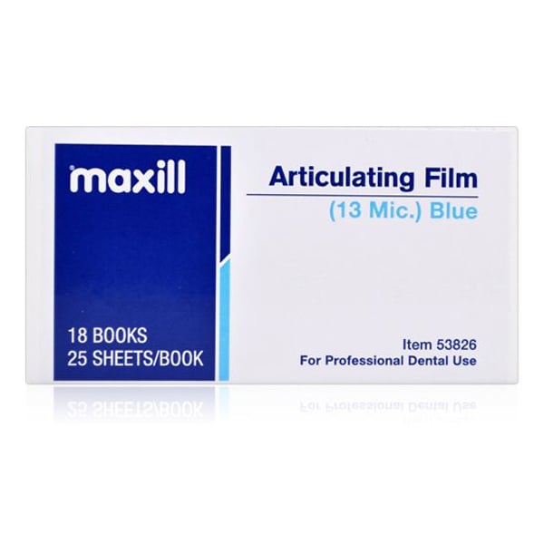 Maxill Articulating Film, Blue .001" (13 mic.), 25 Sheets per Book, 18 Books per Box, Single Box
