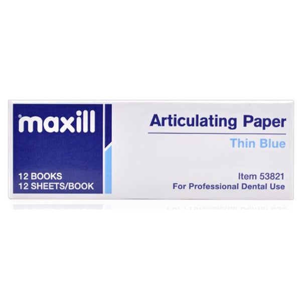 Maxill Articulating Paper, Blue, Thin (71 mic.), 12 Sheets per Book , 12 Books per Box, Single Box