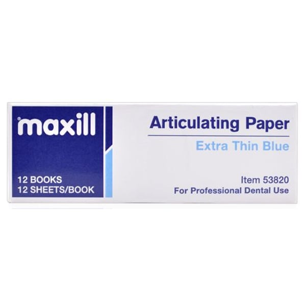 Maxill Articulating Paper, Blue, Extra Thin (38 mic.), 12 Sheets per Book , 12 Books per Box