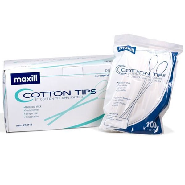 Maxill 6" Non-Sterile, Enviro-Friendly Cotton Tip Applicators, 1000 per Box. maxill’s cotton tip