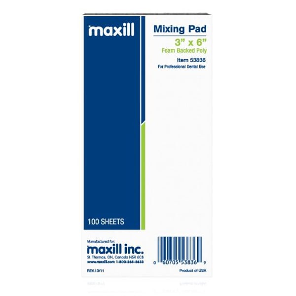 Maxill 3" x 6" Foam Backed Poly Mixing Pad, 100 Sheets/Pad, Single Pad. Heavy duty pad with a high