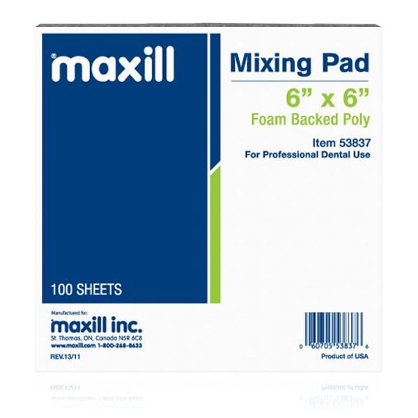Maxill 6" x 6" Foam Backed Poly Mixing Pad, 100 Sheets/Pad, Single Pad. Heavy duty pad with a high