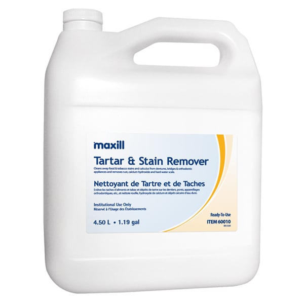 Maxill Tartar & Stain Remover RTU Ultrasonic Cleaner, 1.19 Gallon Jug, 1/Pk. Cleans away food &