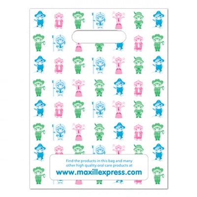 Maxill ipana Kids Loot Bag 9"x11.8" Bucky Beaver Pattern 100/Pk. Plastic gift bags to hold
