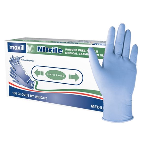 maxill Medium, Powder Free, Nitrile Exam Gloves, 100/Bx Net32