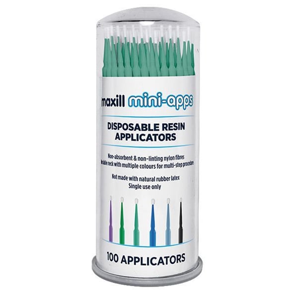Mini-apps Disposable Resin Applicators, Small, Light Green, 100/Tube. Color coordinated for easy