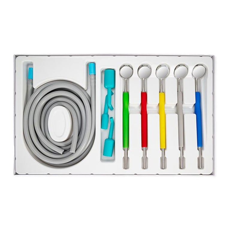 Ohio Forge Autoclavable Suction Mirror Intro Kit. Includes 5 suction single-sided #4 mirror heads