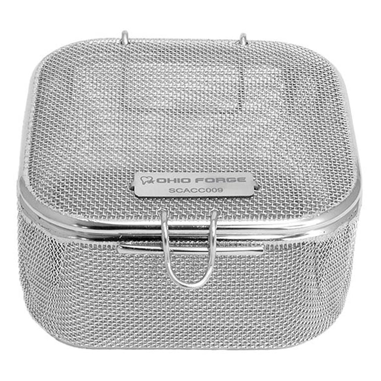 Ohio Forge Mesh Basket with Hinged Lid Snap Closure, 3.54" x 3.54" x 1.96", 1/Pk. 90 mm x 90 mm x