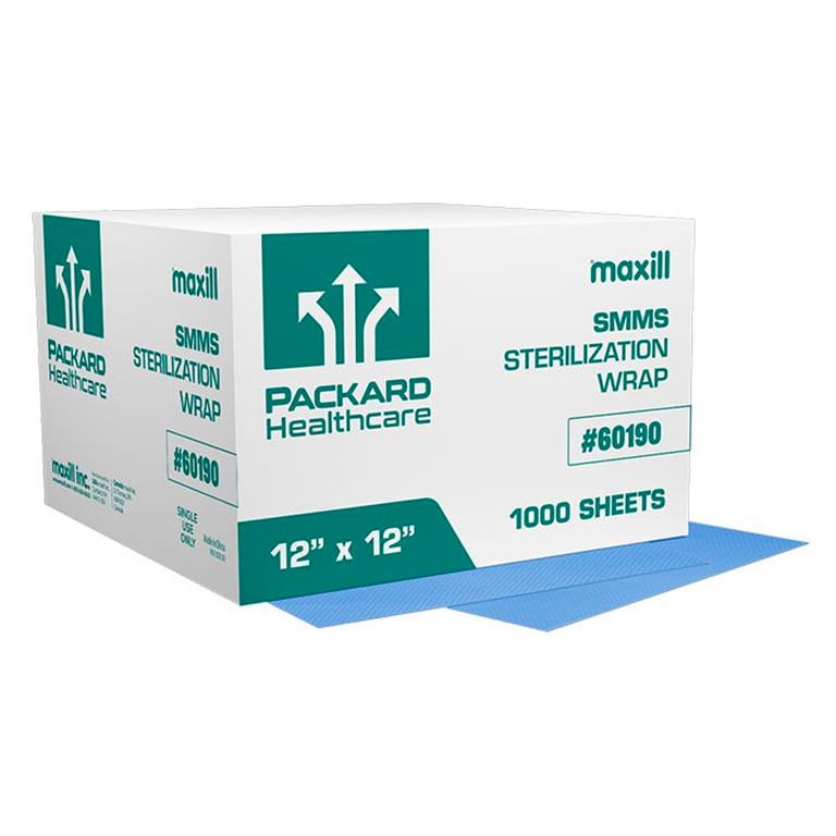 Packard Healthcare SMMS Simultaneous Sterilization Wrap, 12" x 12", 1000/Box. Designed to be