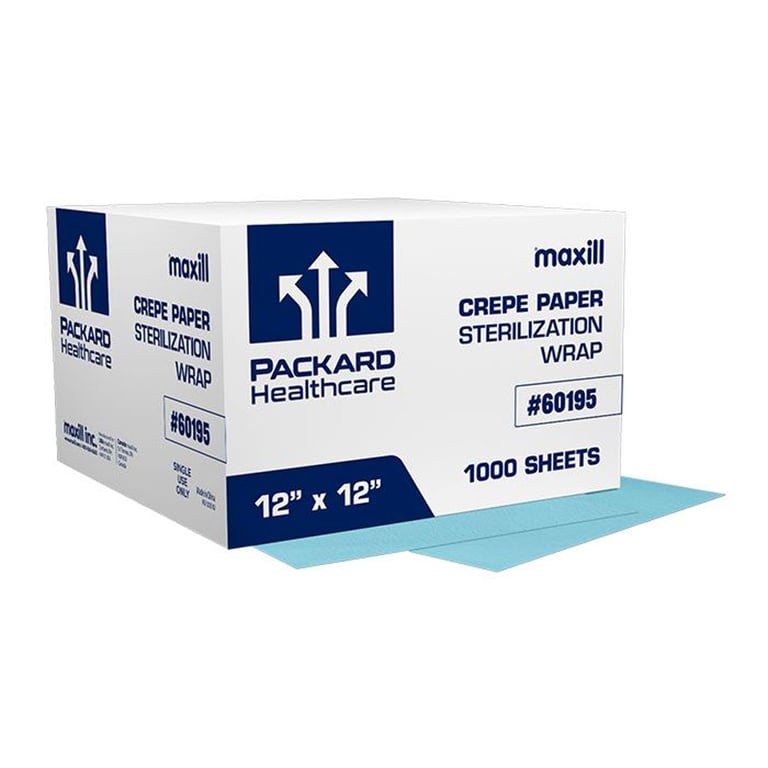 Packard Healthcare Paper Sterilization Wrap, 12" x 12", 1000/Box. Designed to be strong and soft