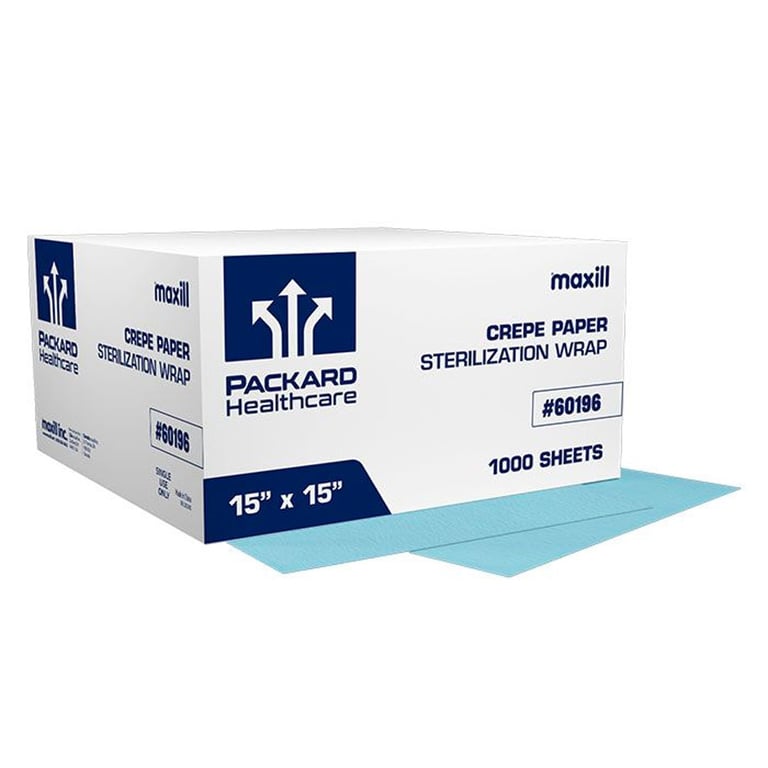Packard Healthcare Paper Sterilization Wrap, 15" x 15", 1000/Box. Designed to be strong and soft